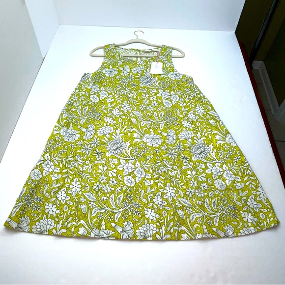 Rachel Ashwell 100% Linen Green White‎ Floral Size Medium Pockets Coastal NEW - Picture 1 of 14